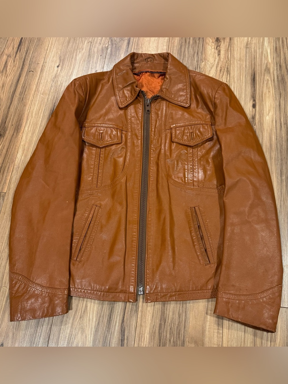 Vintage Leather Jacket Men No Size Looks 1970s Bomber Motorcycle Moto Style